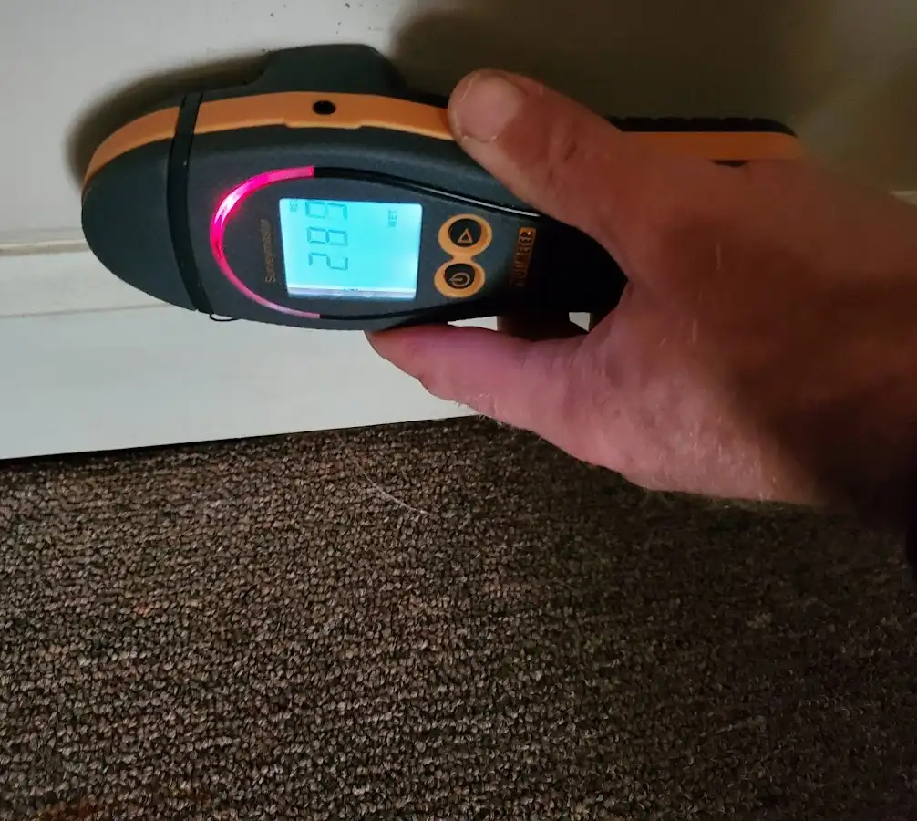 Moisture detection at baseboard during Sewage Cleanup & Sanitation in Saddle Brook
